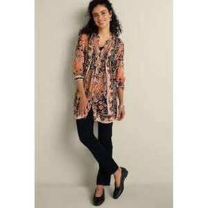 Soft Surroundings Makara Tunic Top Floral Sz‎ M Peasant Boho Festival Cottage